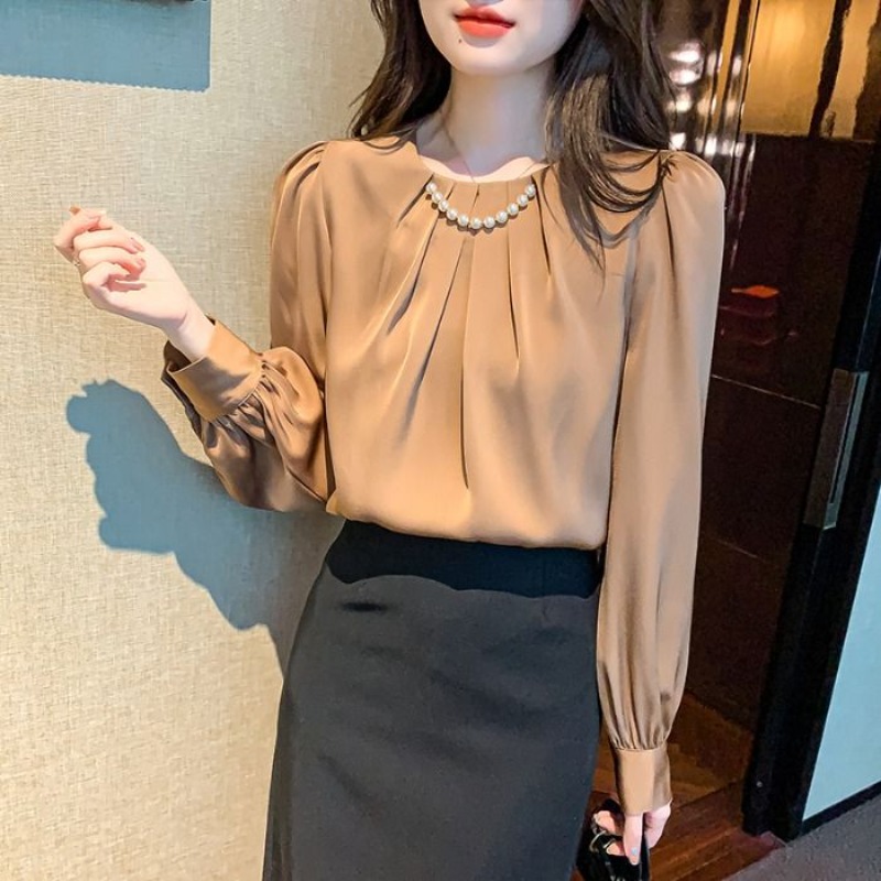 Women'S Formal Wear Blouse - Office Outfits Round Neck Female Tops