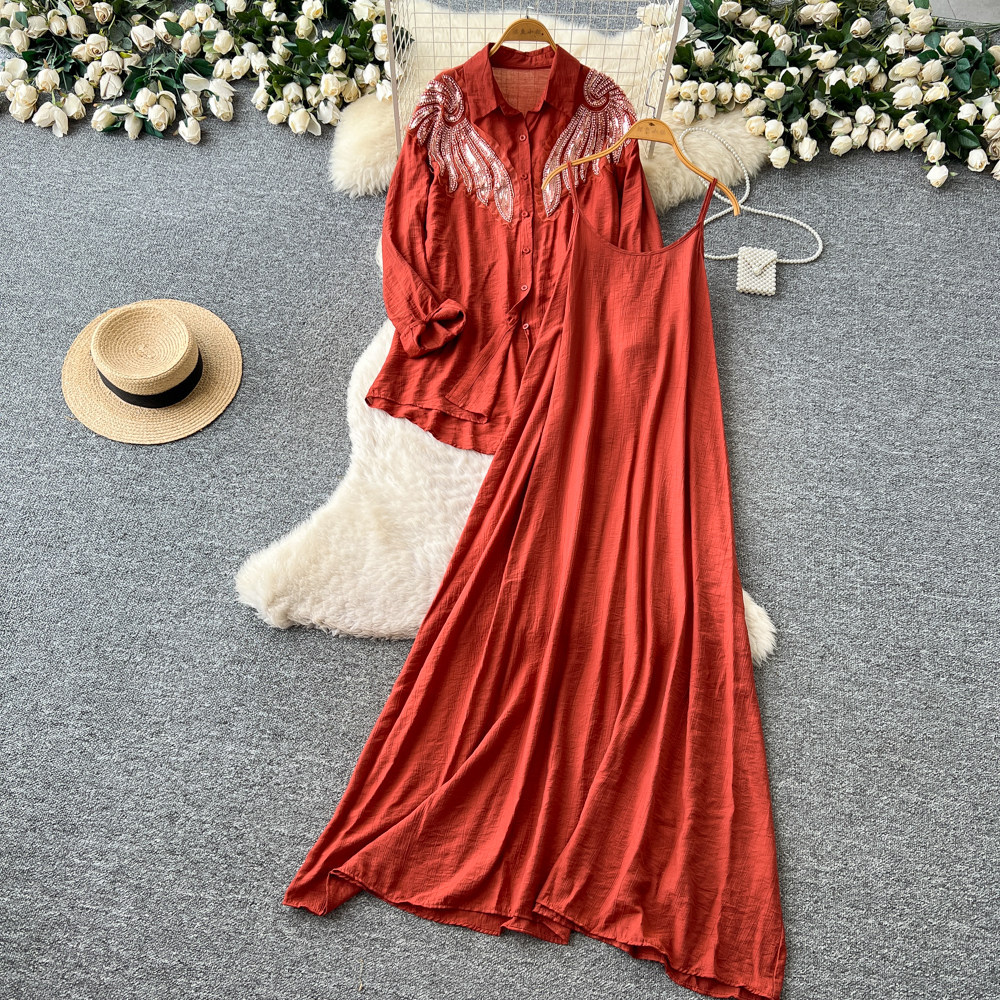 Shift Dress Sleeveless - Women Two Piece Sets Dress Set