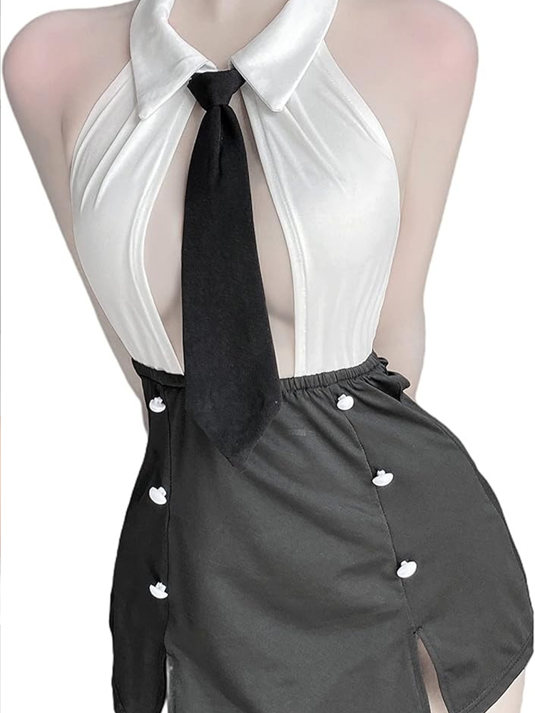 Turtleneck Bodysuit Office - Lencerias Sexy Maid Cosplay Costumes Secretery