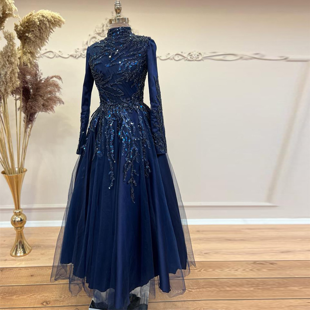 Women Formal Party Wear Dress - Beads Ankle Length A Line Prom