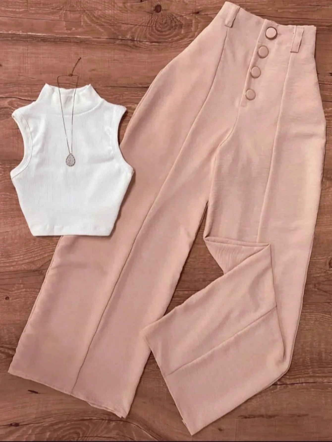 Turtleneck Bodysuit Office - Women's Pink Straight Leg Pants And