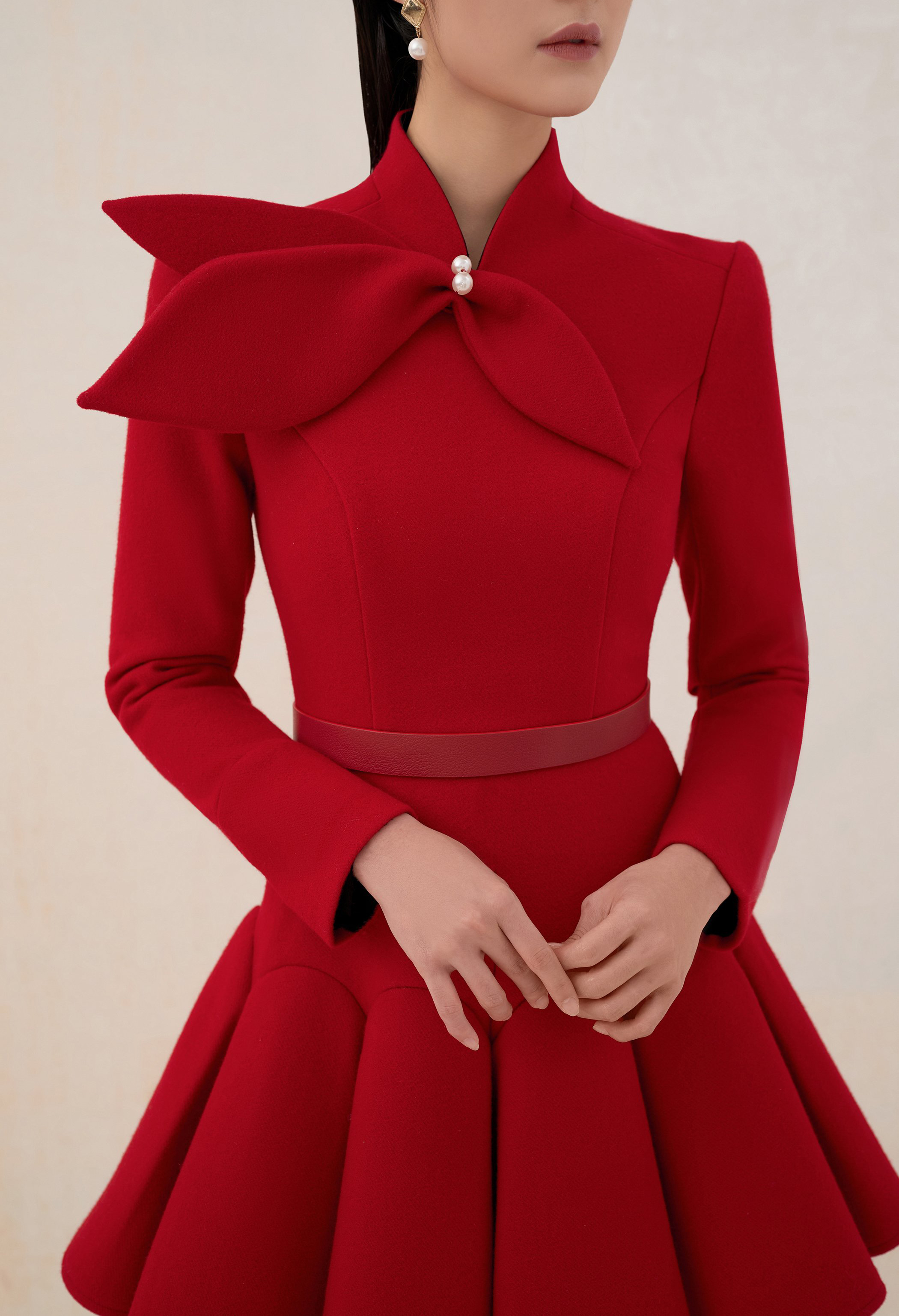 Formal Dress Female - tailor shop light red wool dress