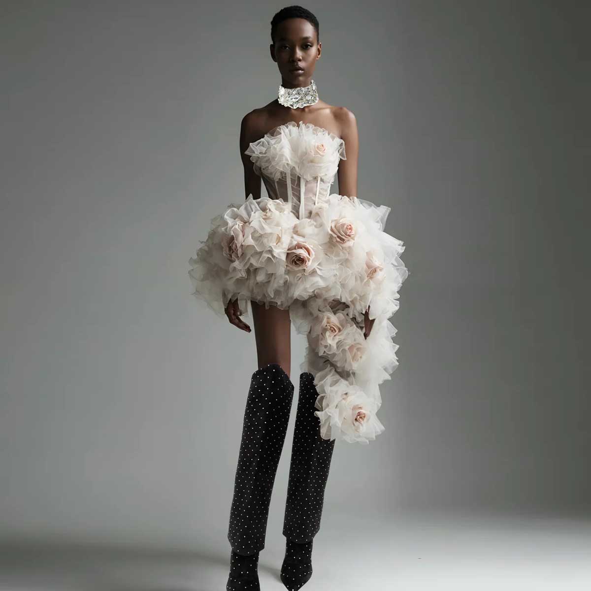 Women Formal Event Wear - Gothic Asymmetrical Floral Short Party Dresses