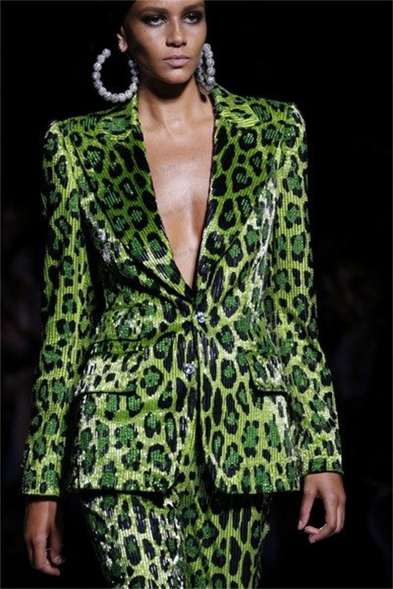 Sequins Leopard Women Suit Set - Women Formal Party Wear Dress のレビューと価格