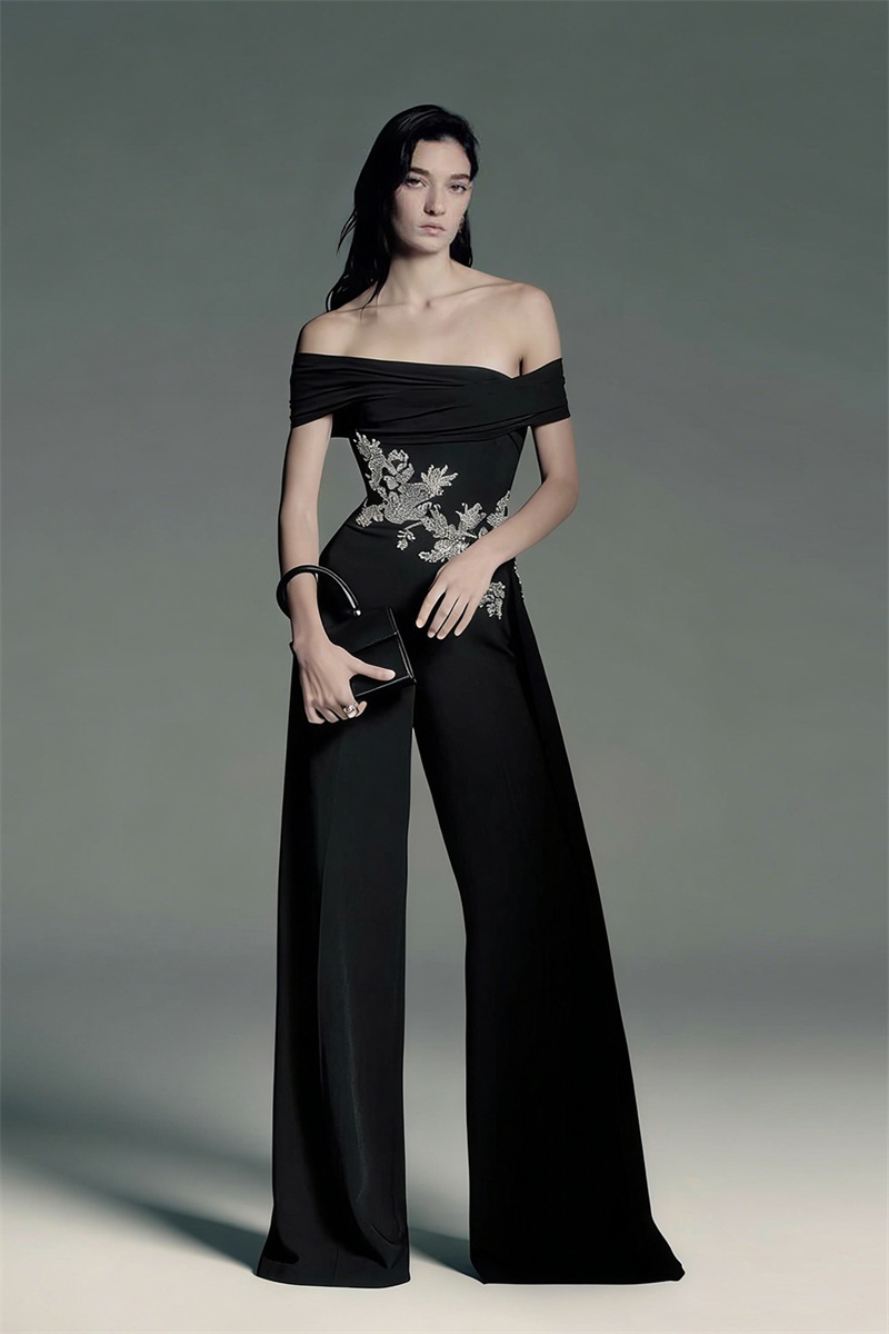 Black Crystals Women Jumpsuit  - Women'S Formal Jumpsuit Evening Wear のレビューと価格