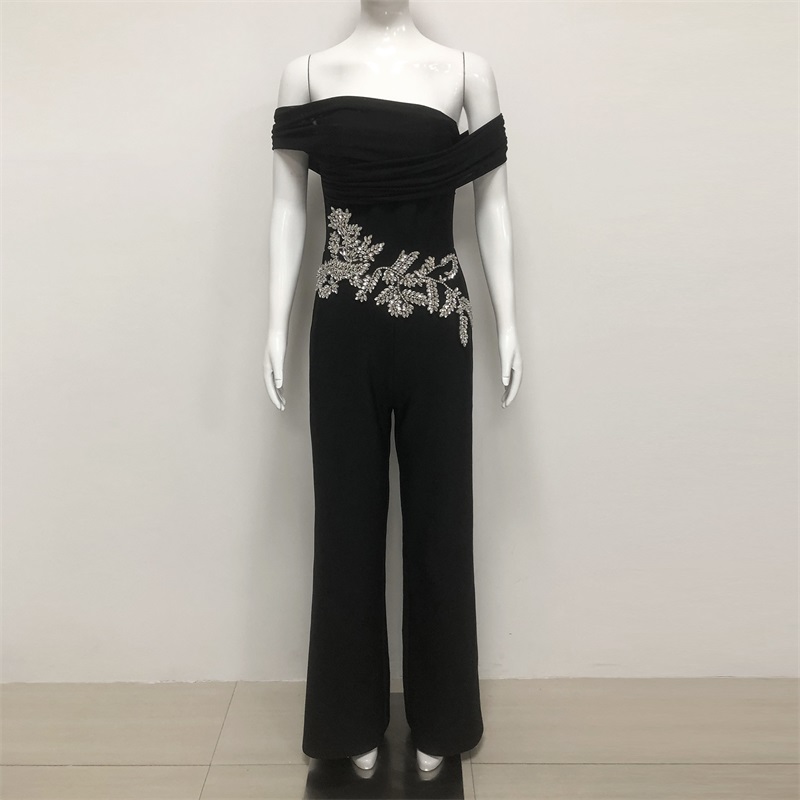 Black Crystals Women Jumpsuit  - Women'S Formal Jumpsuit Evening Wear のレビューと価格
