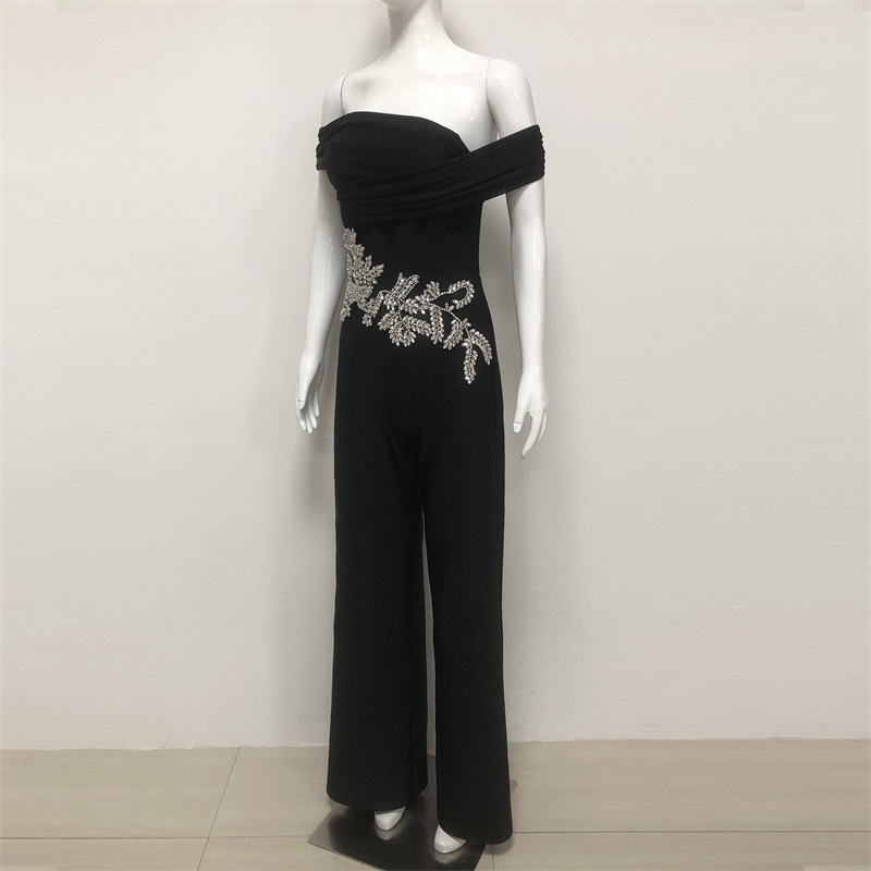 Black Crystals Women Jumpsuit  - Women'S Formal Jumpsuit Evening Wear のレビューと価格