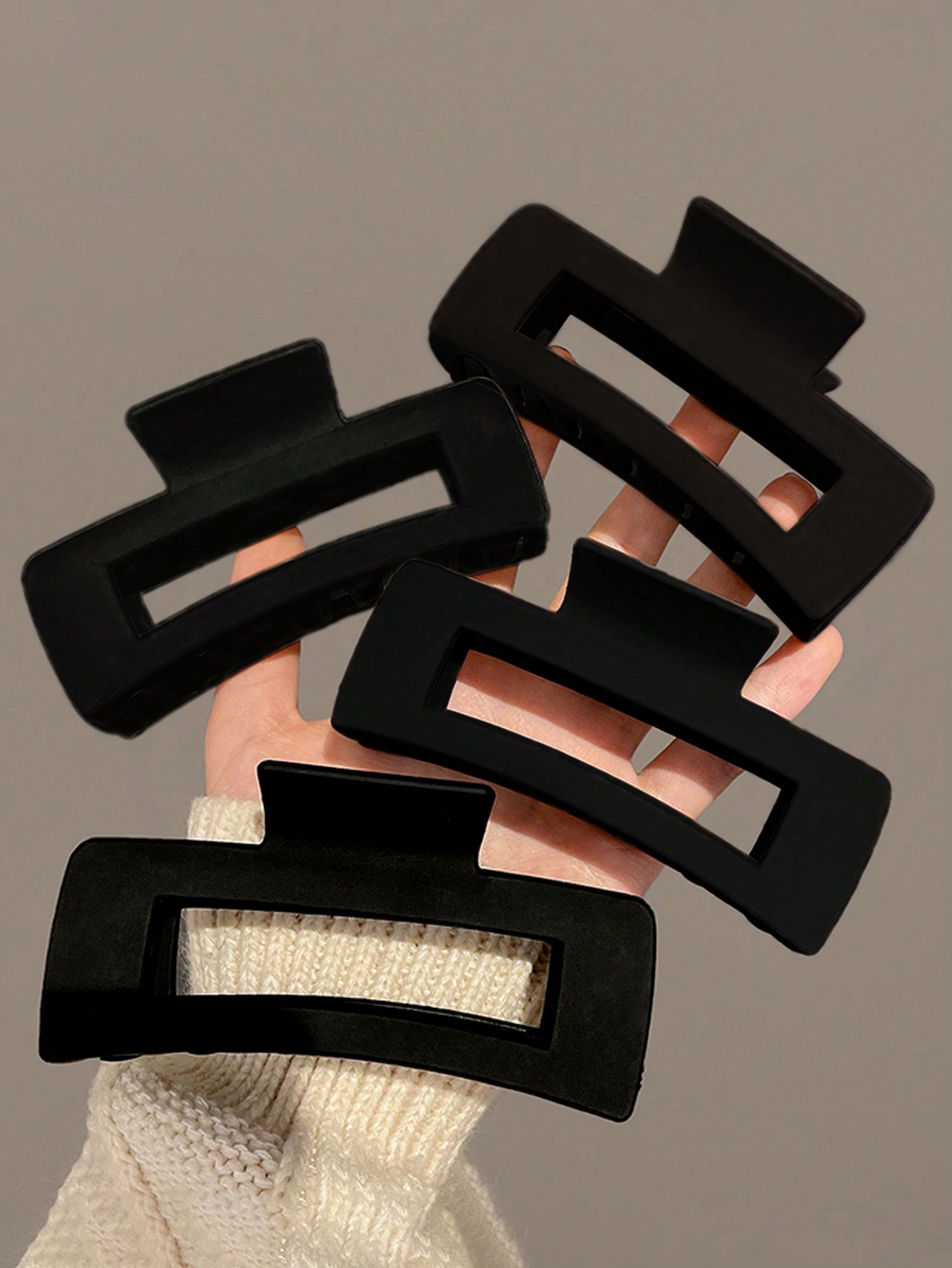 4pcs Women Large Black Square  - Formal Wear Hairstyles For Women のレビューと価格