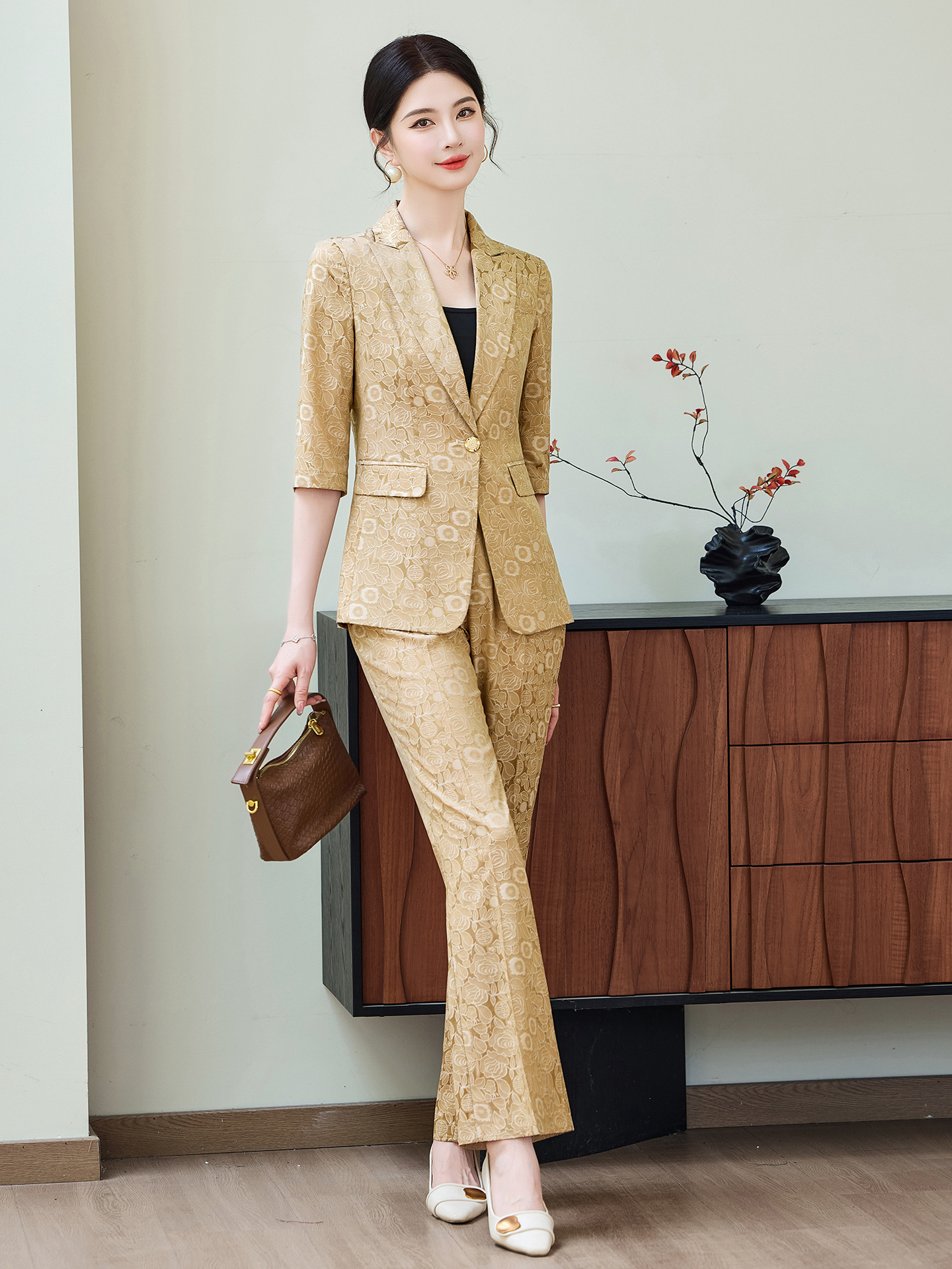Fashion Apricot Half Sleeve Pr - Women Formal Wear Blazers のレビューと価格