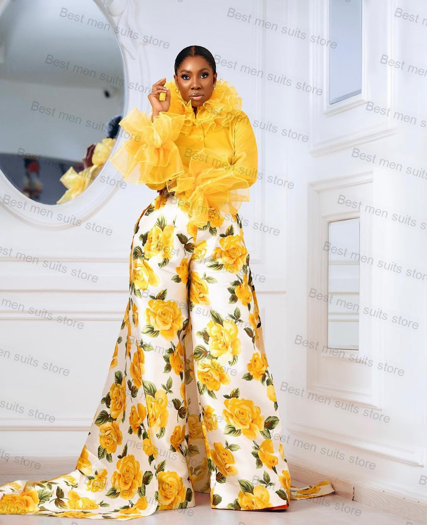 Women Pants Suit Set With Trai - Women Formal Party Wear Dress のレビューと価格