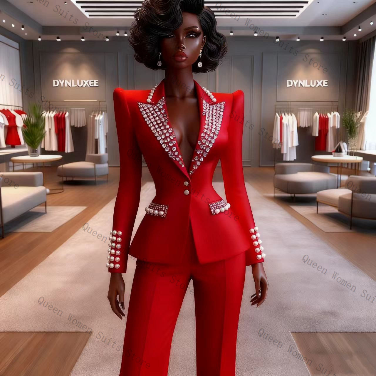 Pearls Red Women Suit Pants Se - Women'S Red Formal Wear のレビューと価格