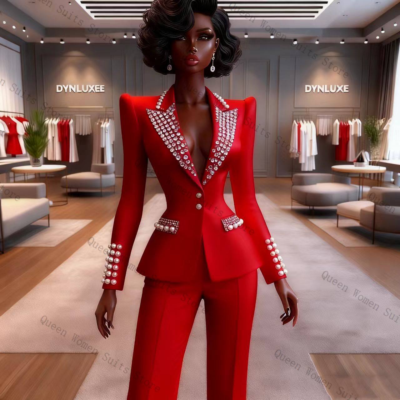 Pearls Red Women Suit Pants Se - Women'S Red Formal Wear のレビューと価格