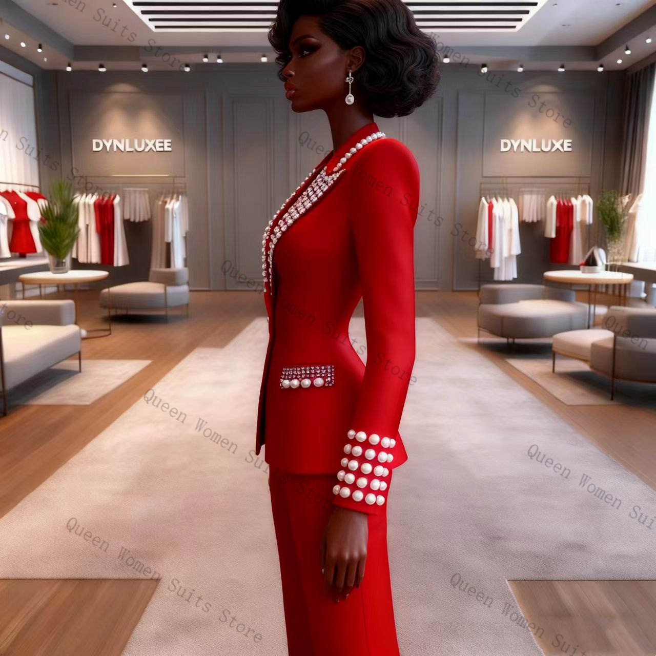 Pearls Red Women Suit Pants Se - Women'S Red Formal Wear のレビューと価格