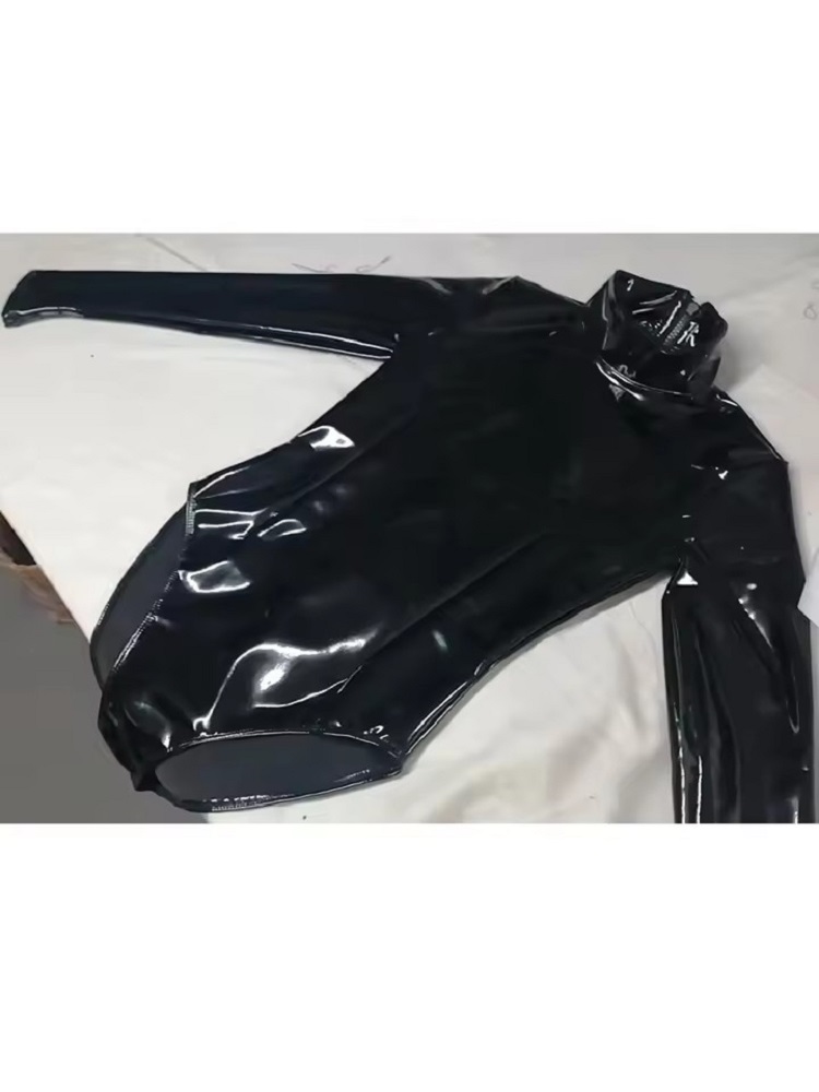 Womens Faux Latex PVC Mirror P - Turtleneck Bodysuit Office のレビューと価格