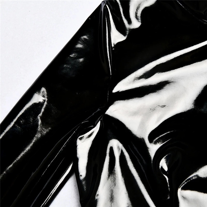 Womens Faux Latex PVC Mirror P - Turtleneck Bodysuit Office のレビューと価格