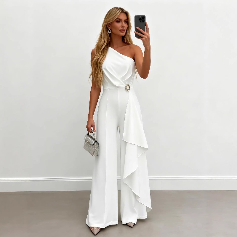 Elegant Women's White One Shou - Women'S Formal Jumpsuit Evening Wear のレビューと価格