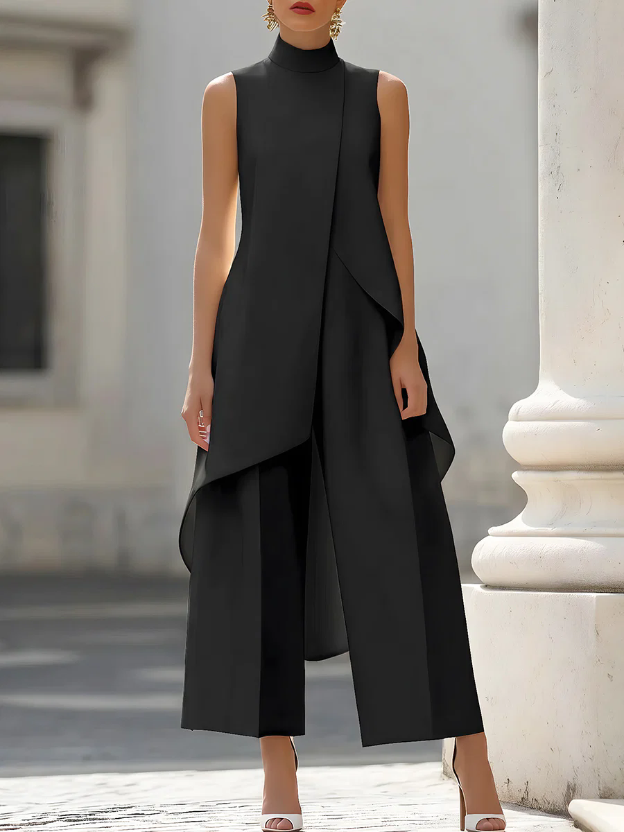 Sleeveless High Neck Asymmetri - Women'S Formal Wear Jumpsuit のレビューと価格