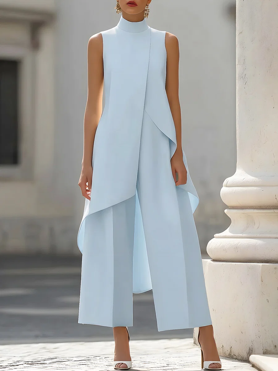 Sleeveless High Neck Asymmetri - Women'S Formal Wear Jumpsuit のレビューと価格