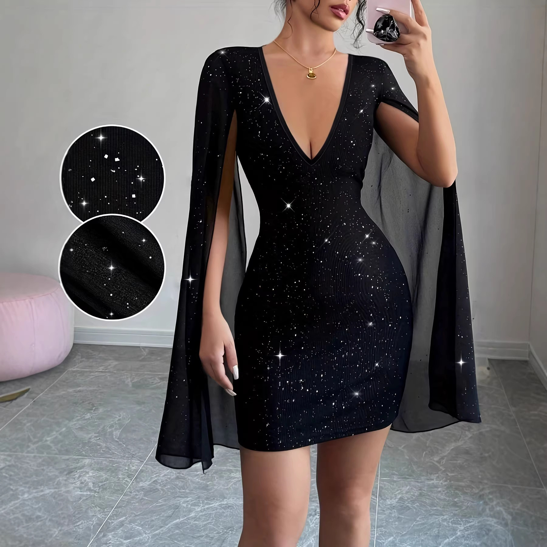 V Neck Bodycon Midi Dress Eleg - Women Formal Party Wear Dress のレビューと価格