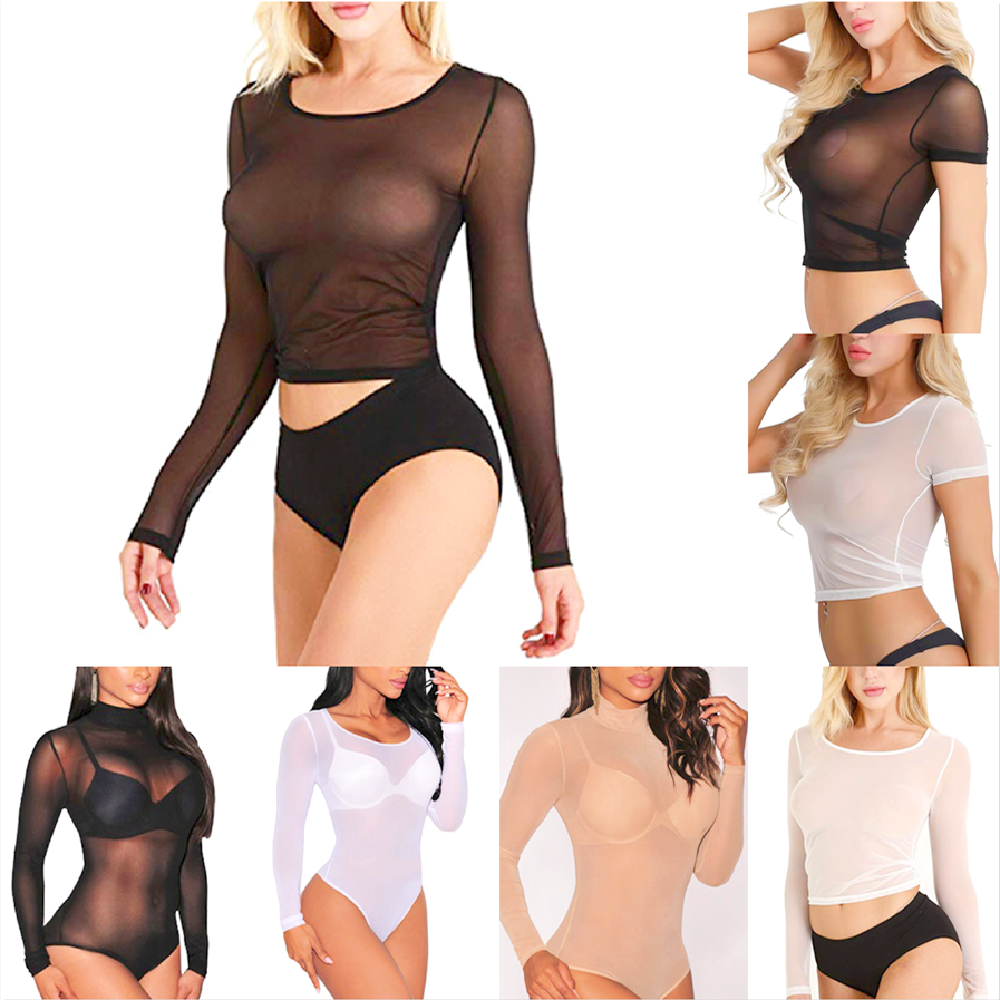 Sexy Women T Shirt See Through - Turtleneck Bodysuit Office のレビューと価格