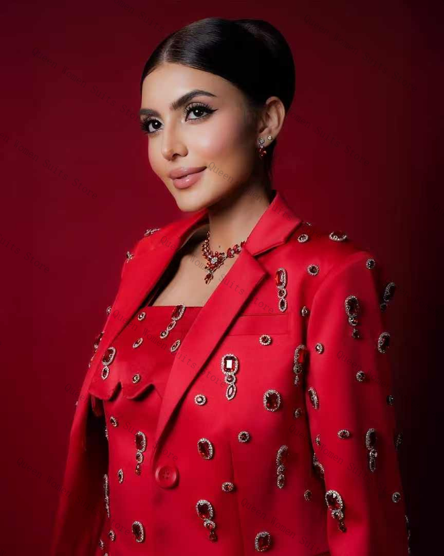 Luxury Red Crystals Women Suit - Women'S Red Formal Wear のレビューと価格