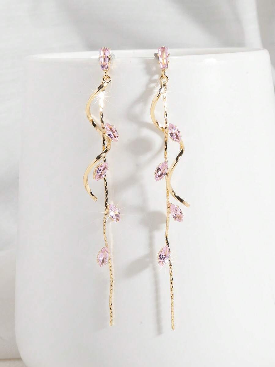 Elegant Pink Crystal Vine Drop - Women Formal Event Wear のレビューと価格