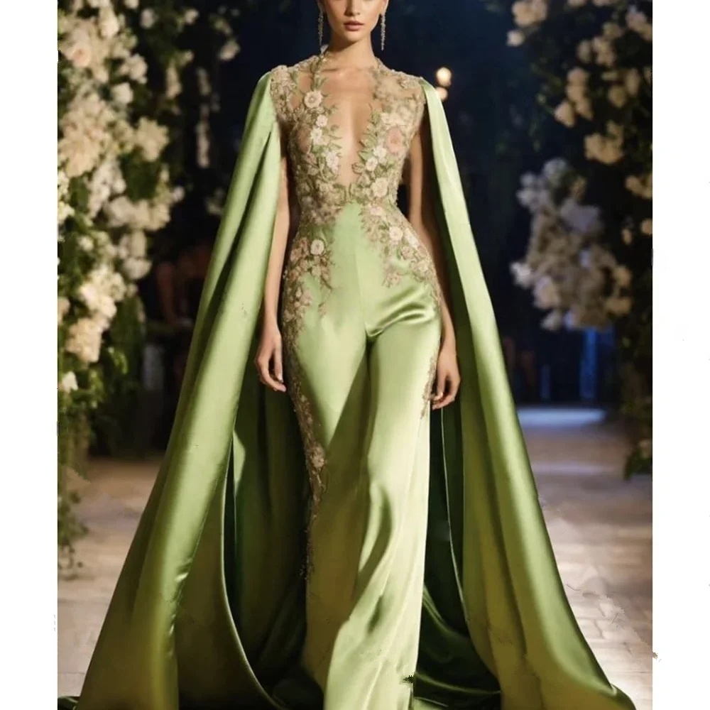 Elegant Green Prom Jumpsuit wi - Women'S Formal Jumpsuit Evening Wear のレビューと価格
