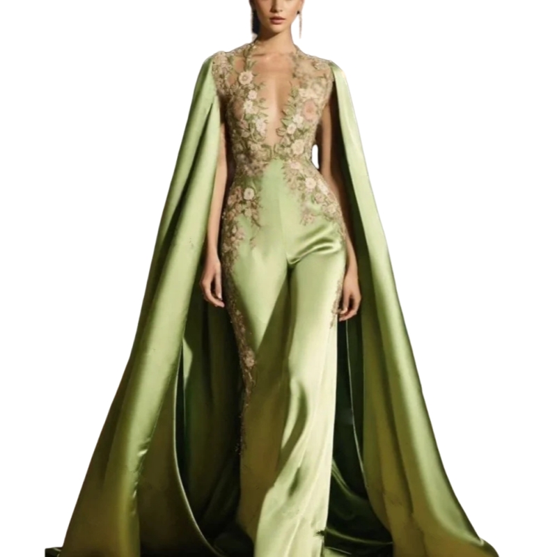 Elegant Green Prom Jumpsuit wi - Women'S Formal Jumpsuit Evening Wear のレビューと価格
