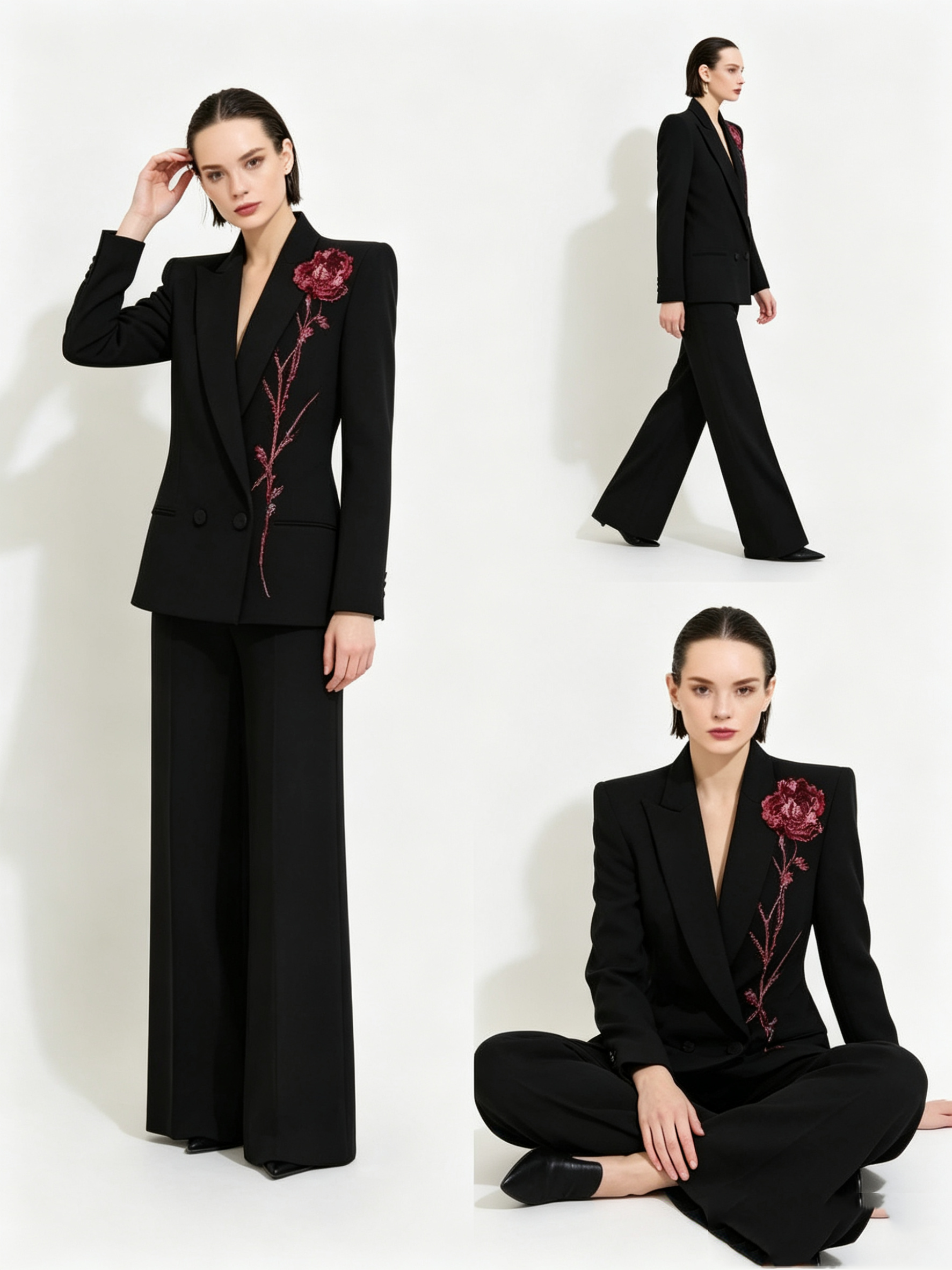 Black Women Suits Set 2 Piece  - Women'S Red Formal Wear のレビューと価格