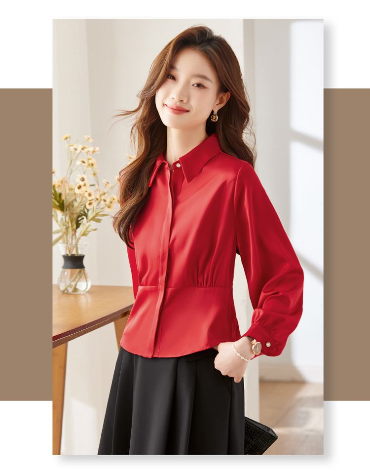 Long Sleeve Shirts Womens Cott - Women'S Formal Wear Blouse のレビューと価格