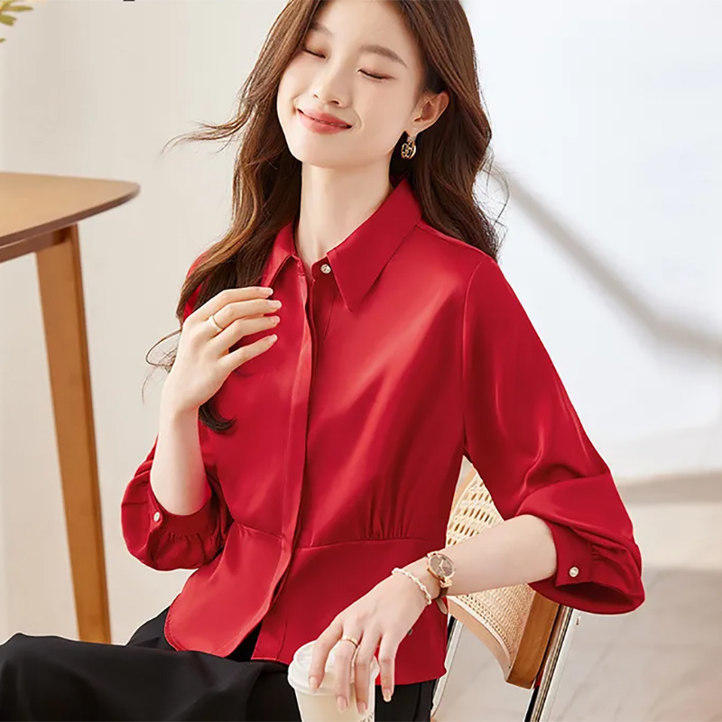 Long Sleeve Shirts Womens Cott - Women'S Formal Wear Blouse のレビューと価格