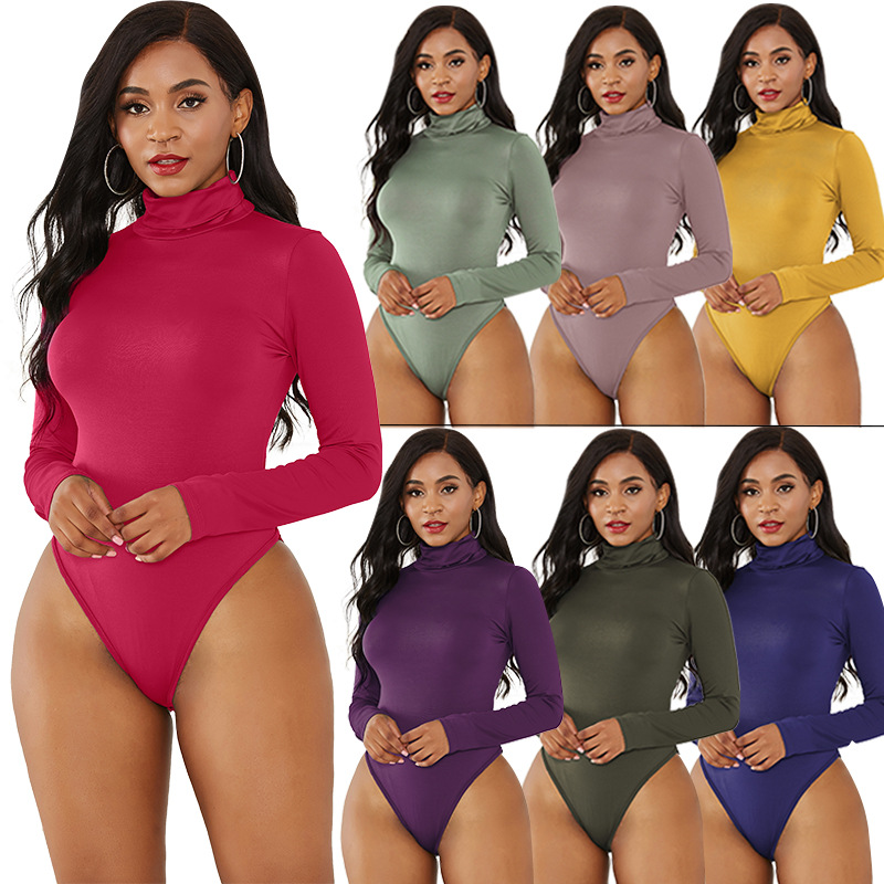 Women Bodysuit Turtleneck Autu - Turtleneck Bodysuit Office のレビューと価格