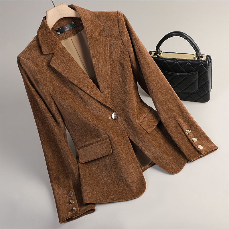 Yellow Gold Velvet Blazer Wome - Women Formal Wear Blazers のレビューと価格
