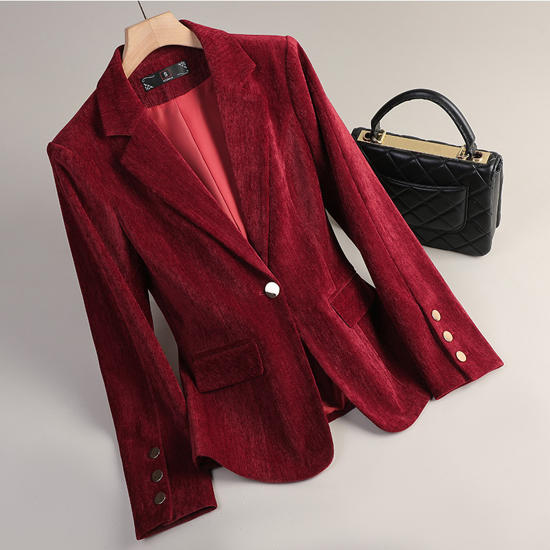 Yellow Gold Velvet Blazer Wome - Women Formal Wear Blazers のレビューと価格