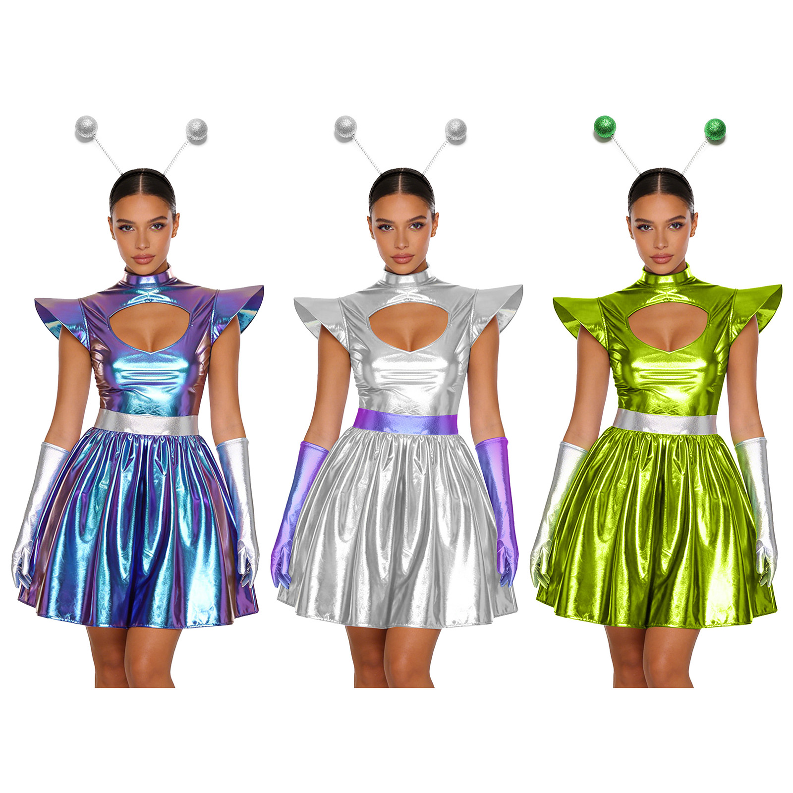 Women Shiny Alien Outerspace C - Shift Dress Sleeveless のレビューと価格