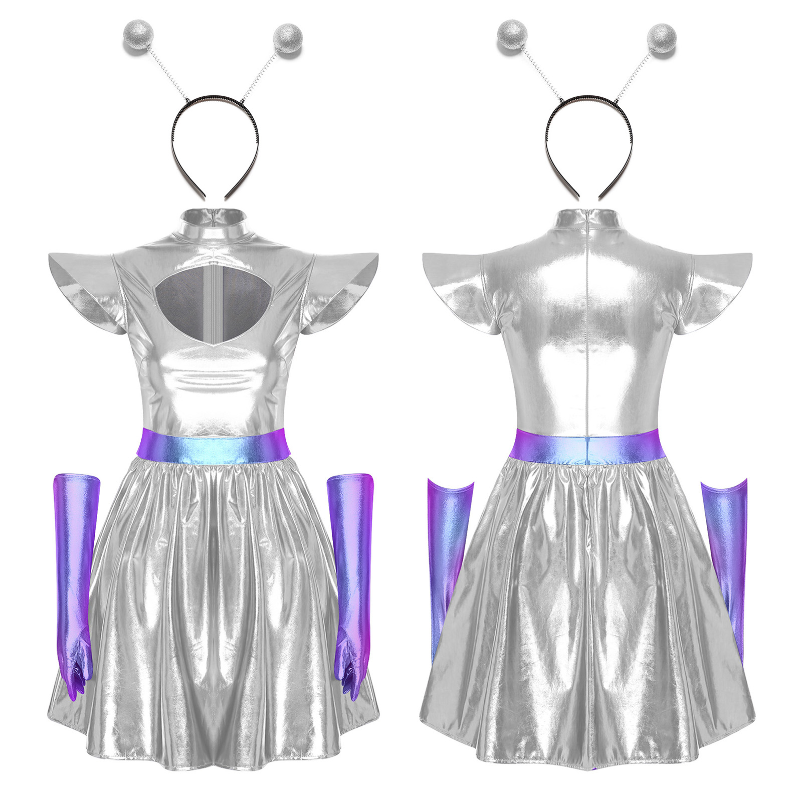 Women Shiny Alien Outerspace C - Shift Dress Sleeveless のレビューと価格