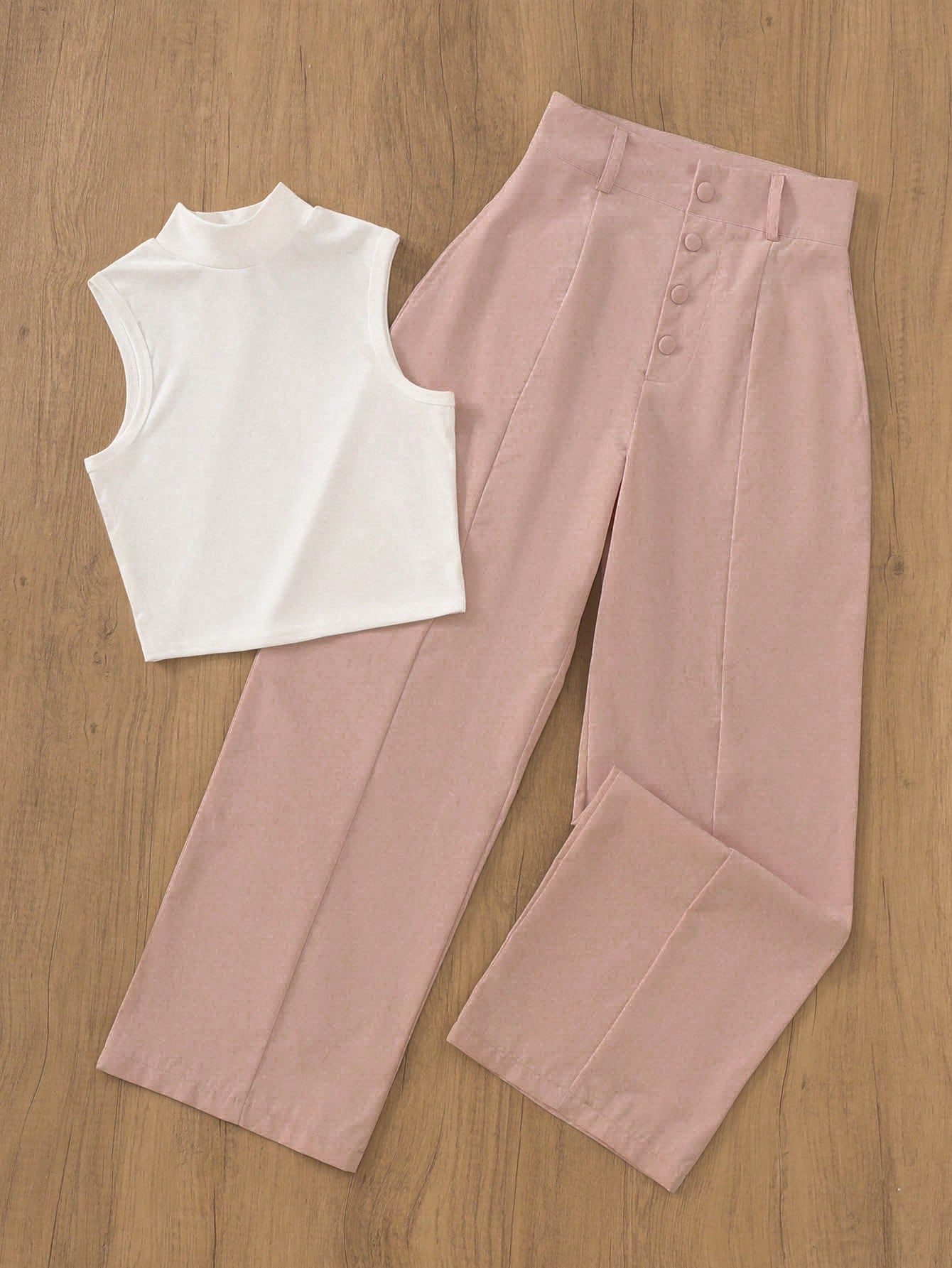 Women's Pink Straight Leg Pant - Turtleneck Bodysuit Office のレビューと価格