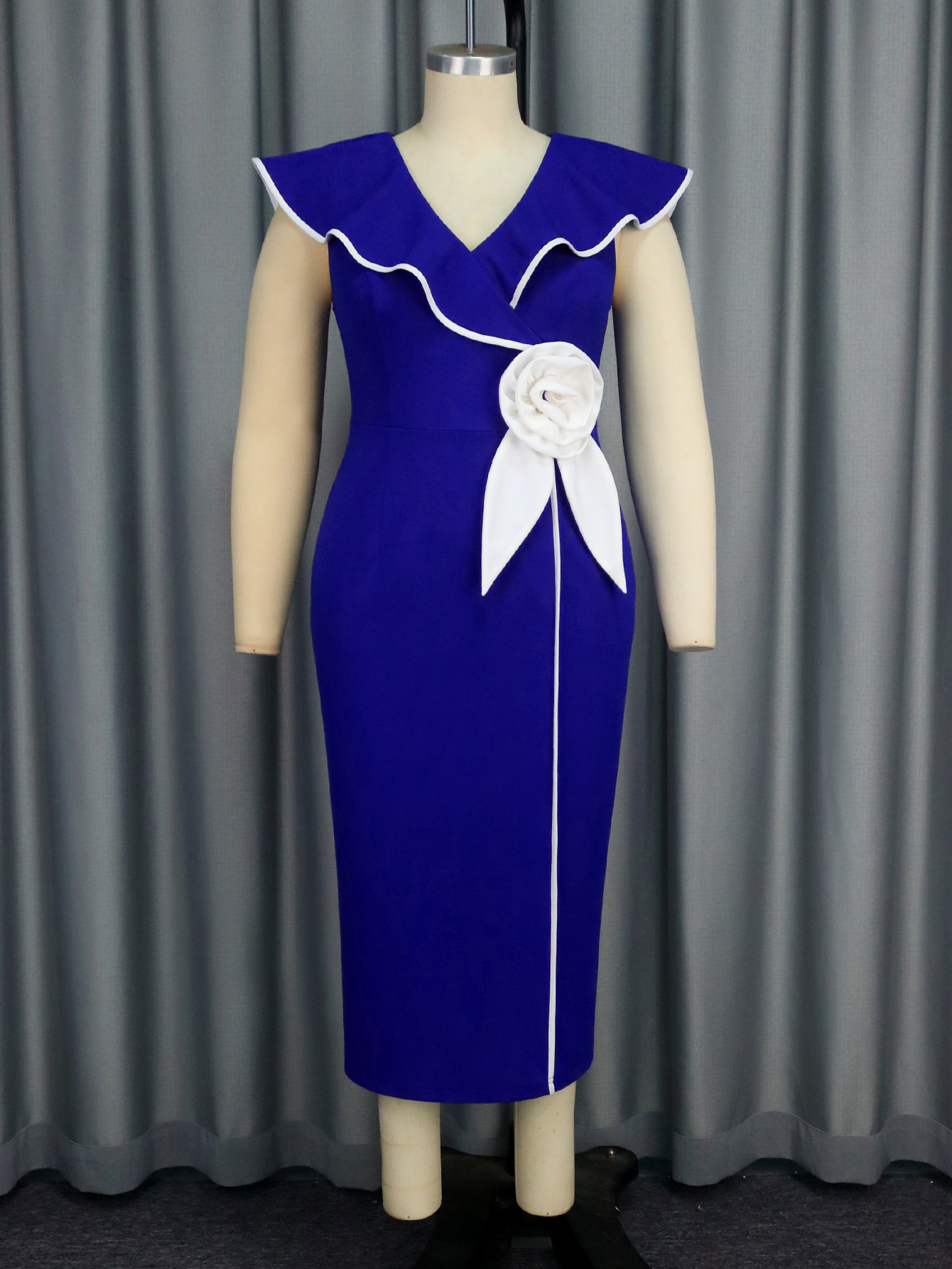 Ruffle Trim Bodycon Midi Dress - Women Formal Party Wear Dress のレビューと価格