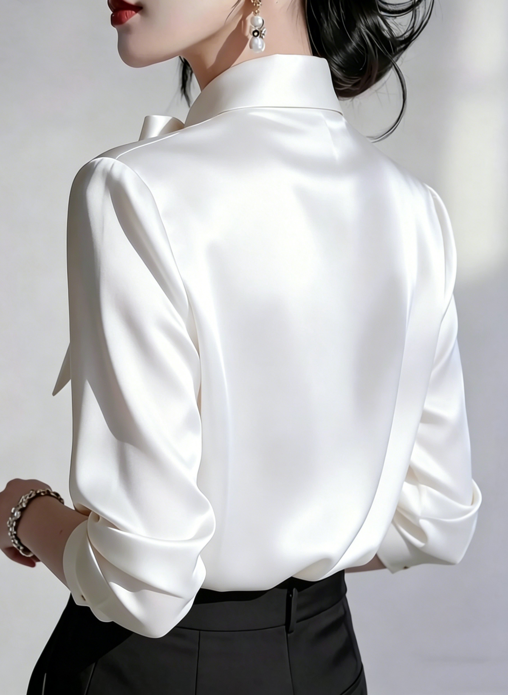 Elegant Satin Blouse With Deta - Women'S Formal Wear Blouse のレビューと価格