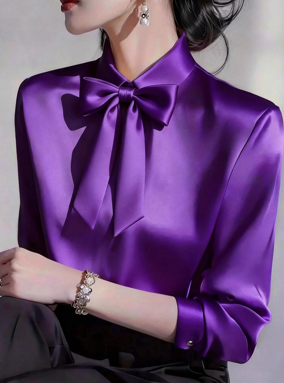 Elegant Satin Blouse With Deta - Women'S Formal Wear Blouse のレビューと価格