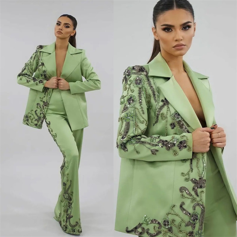 Designer Green Satin Women Sui - Women Formal Wear Designers のレビューと価格
