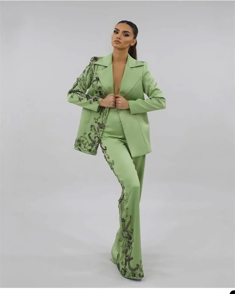 Designer Green Satin Women Sui - Women Formal Wear Designers のレビューと価格