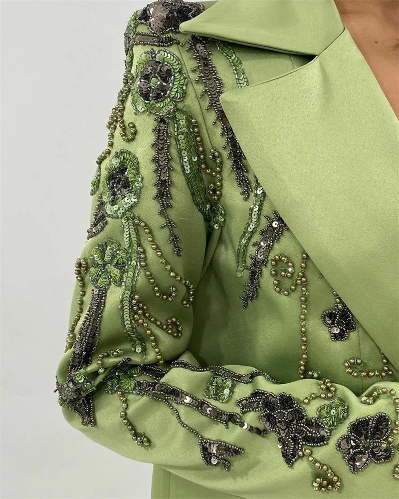 Designer Green Satin Women Sui - Women Formal Wear Designers のレビューと価格