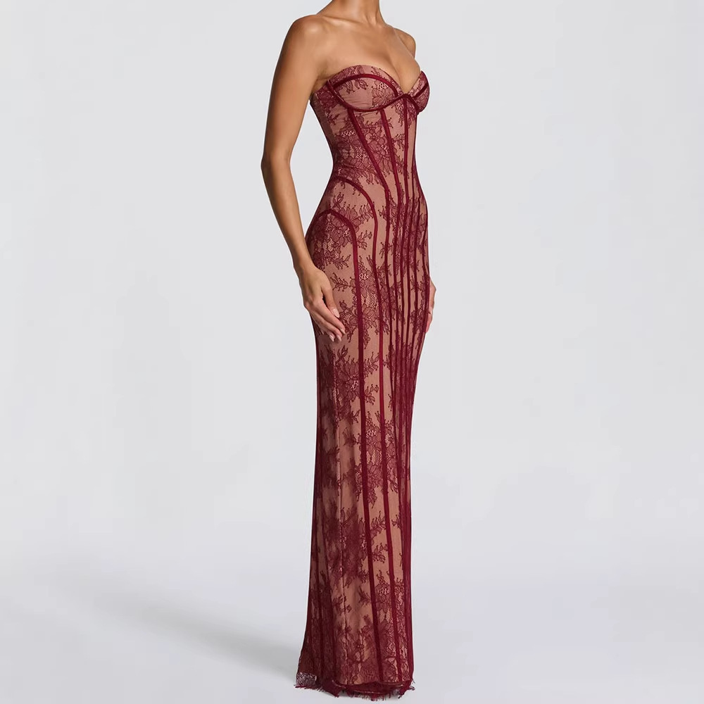 Strapless Bodycon Maxi Dress f - Women Formal Party Wear Dress のレビューと価格