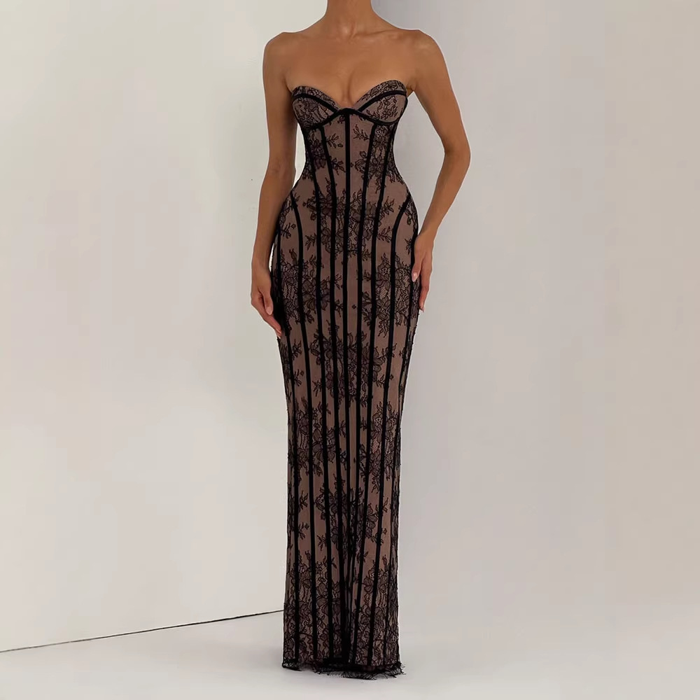 Strapless Bodycon Maxi Dress f - Women Formal Party Wear Dress のレビューと価格