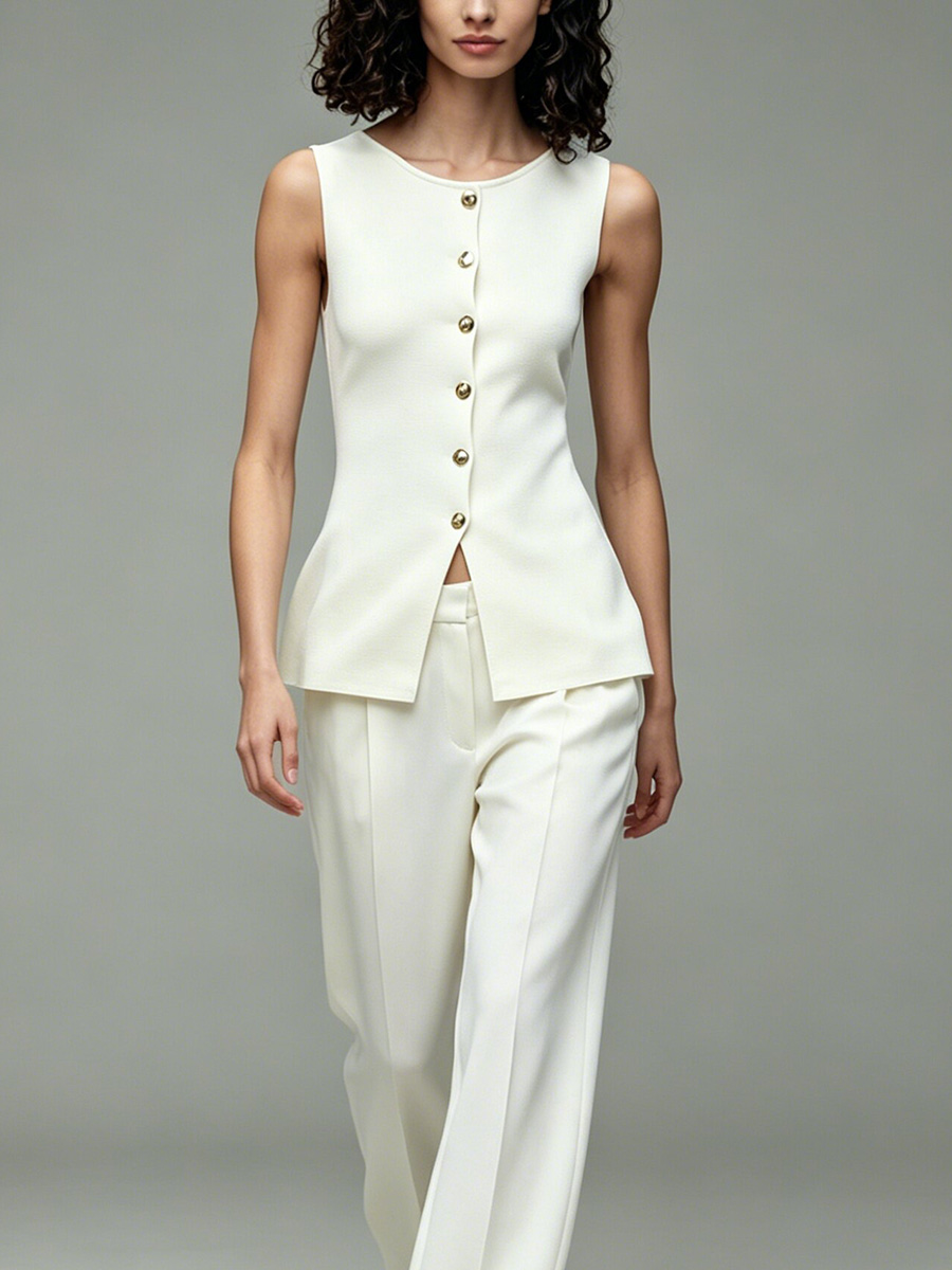 LIMO Knit Sleeveless Button Do - Women'S Formal Wear Blouse のレビューと価格