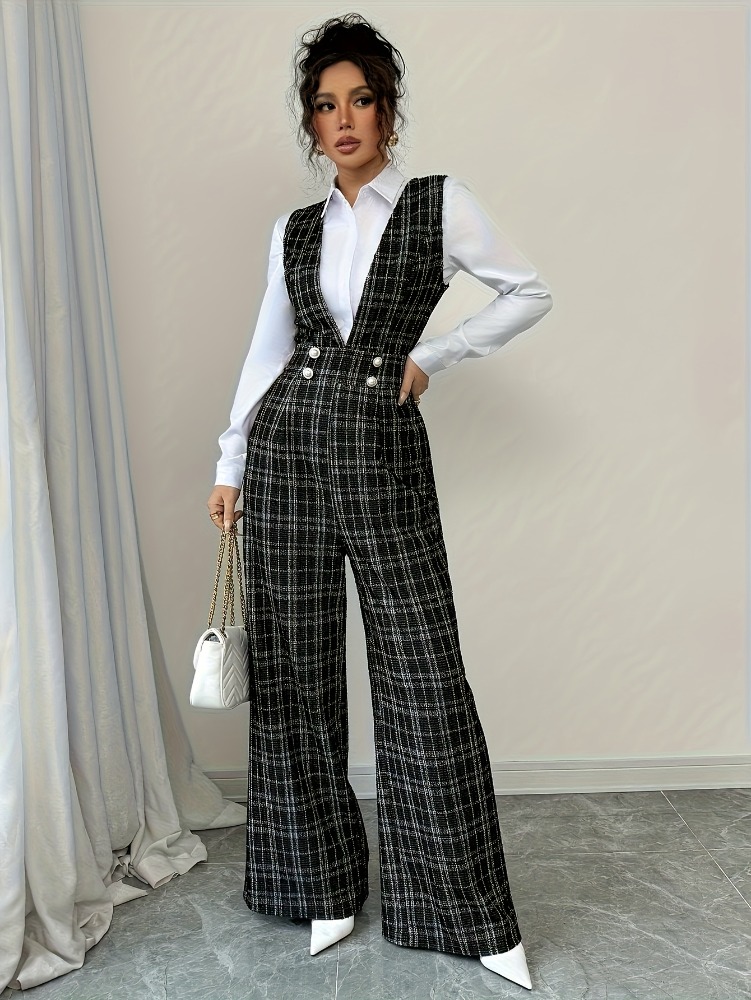 Women High Waist Wide Leg Plai - Women'S Formal Wear Jumpsuit のレビューと価格