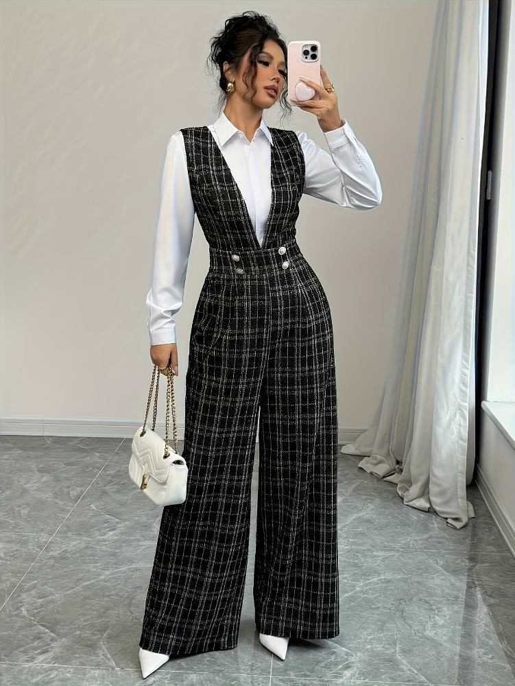 Women High Waist Wide Leg Plai - Women'S Formal Wear Jumpsuit のレビューと価格