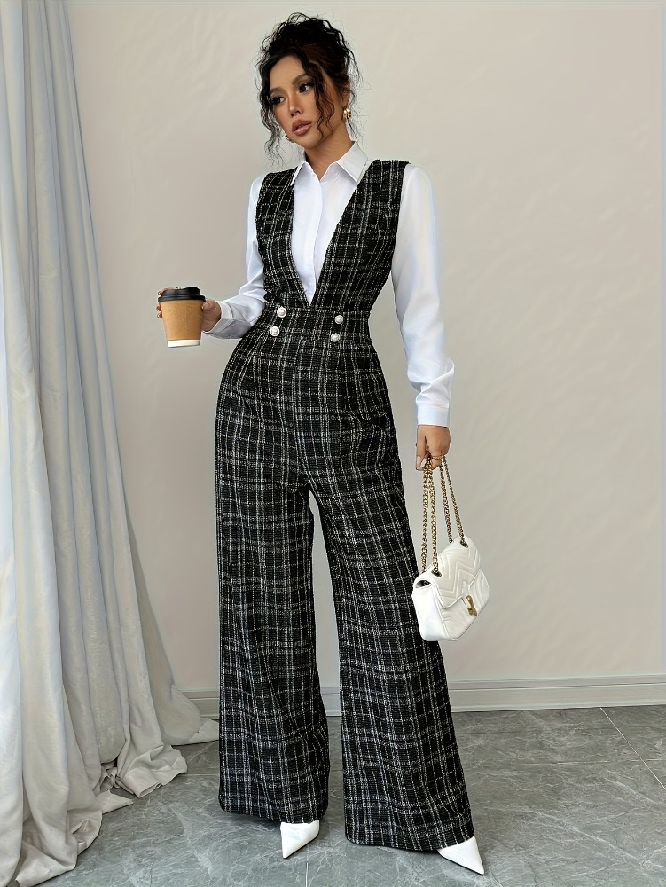 Women High Waist Wide Leg Plai - Women'S Formal Wear Jumpsuit のレビューと価格