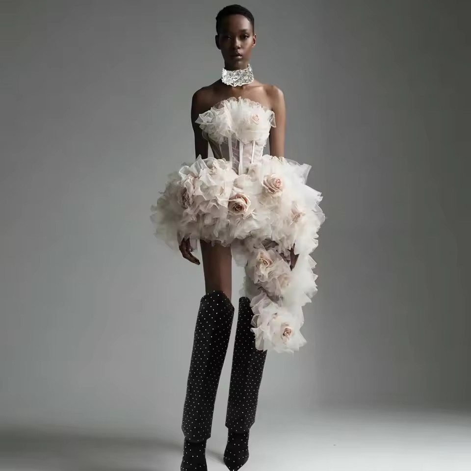 Asymmetrical Floral Short Part - Women Formal Event Wear のレビューと価格